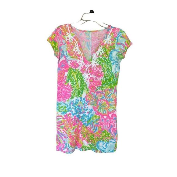 Lilly Pulitzer Womens Multicolor Tropical Print Cotton Brewster Mini Dress XS - Picture 5 of 7